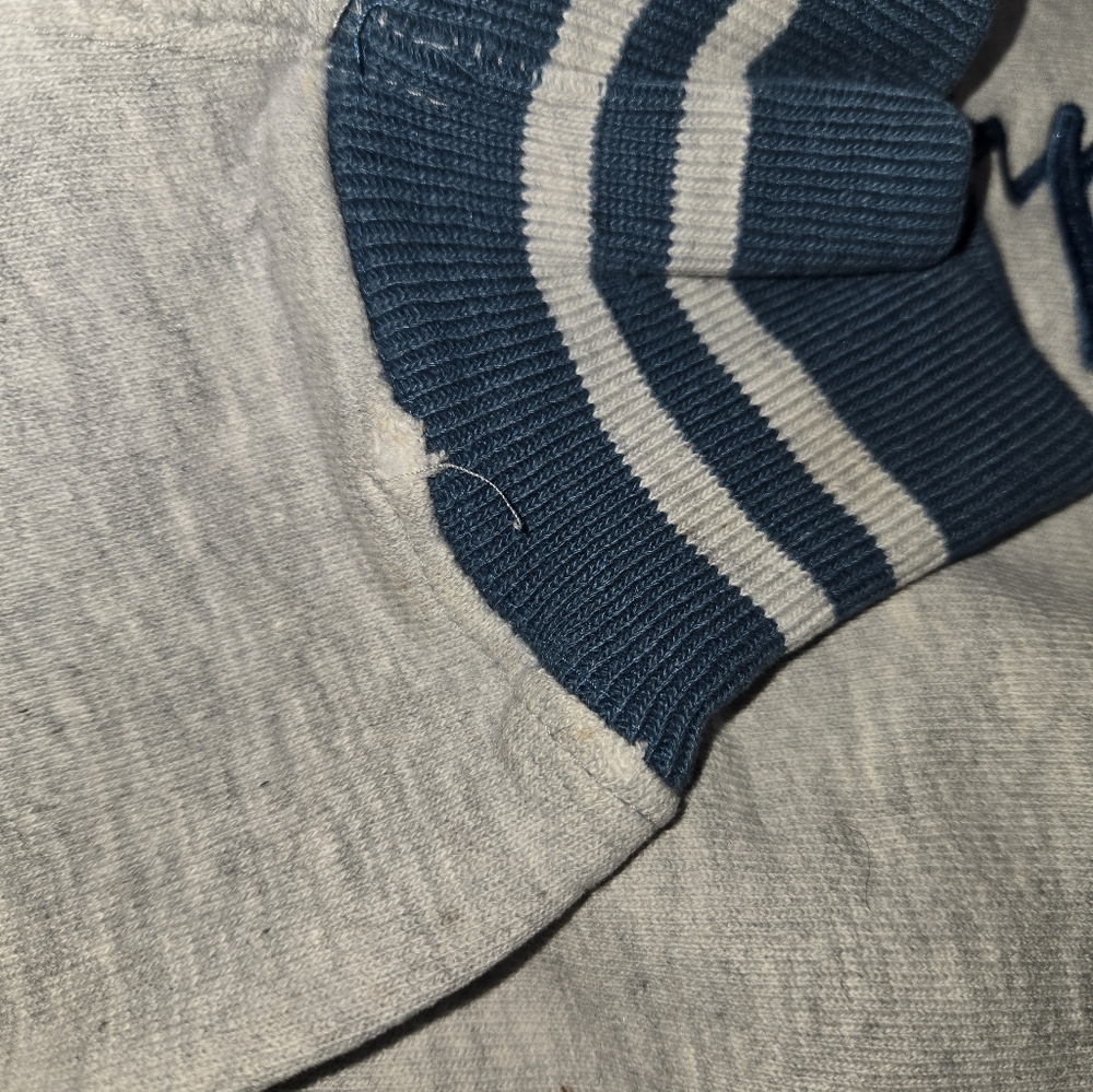 GUC- Champion Light Gray Crewneck Sweater with Teal Accents - Picture 4 of 7